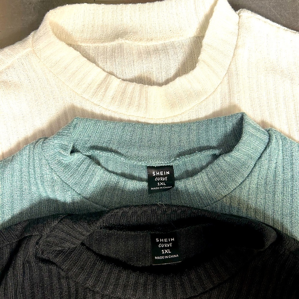 Bundle of 4 crop top mock neck ribbed tops cropped SHEIN sz 1X